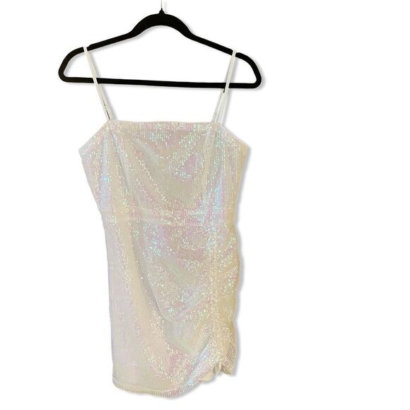 NWT superdown harlee sequin cami dress white mini party Revolve M - Picture 5 of 11